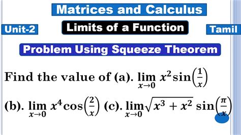 Differential Calculus Squeeze Theorem Sandwich Theorem Limits Of