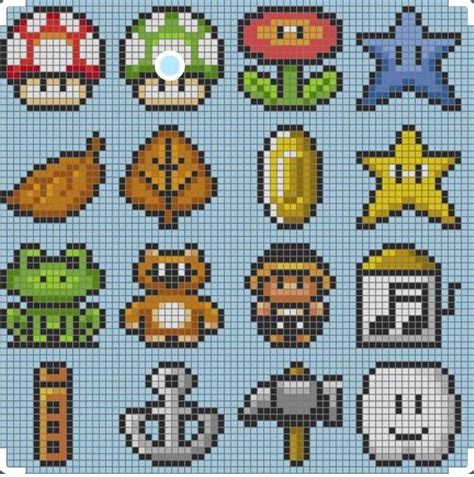 An Image Of Pixel Art With Different Types Of Objects On It Including