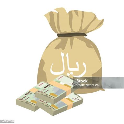 Yemeni Rial Vector Illustration Yemen Money Set Bundle Banknotes Money Bag 1000 Yer Flat Style ...