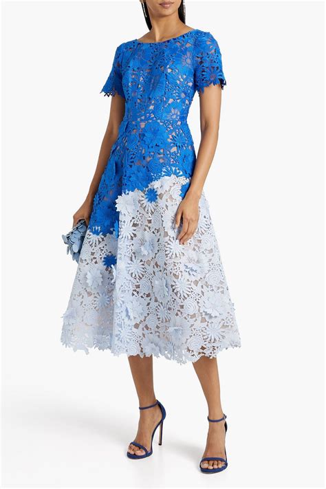 Marchesa Notte Two Tone Guipure Lace Midi Dress The Outnet