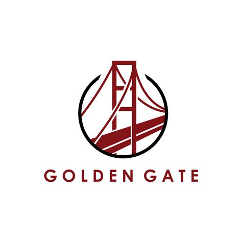 golden gate logo simple flat in the circle shape 14004388 Vector Art at ...