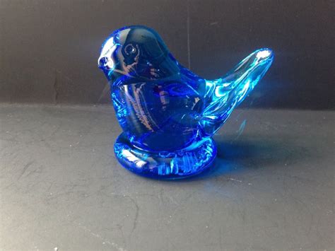 Blue Bird Of Happiness Art Glass Figurine Signed Leo Ward Glass