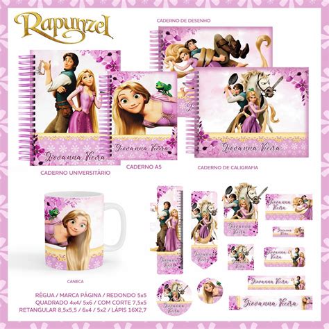 Arquivo Digital Etiqueta Escolar Rapunzel 2 Elo7