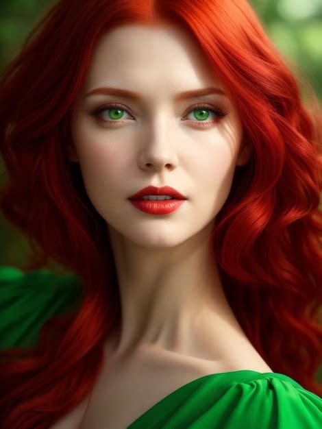 Pretty Girl With Red Hair And Green Eyes