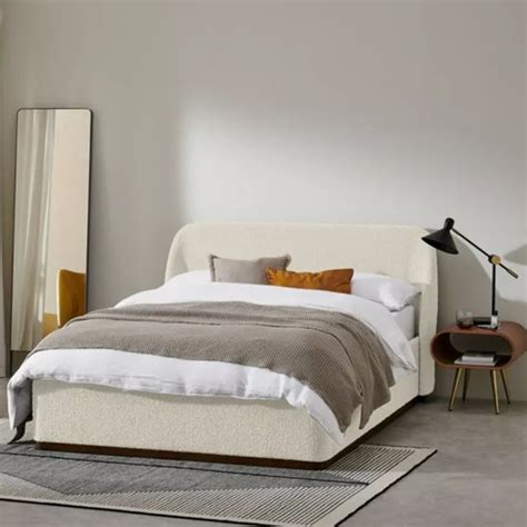 Letto Matrimoniale Imbottito X Cm In Boucl Beige Con Contenitore