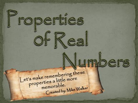 Properties Of Real Numbers Ppt