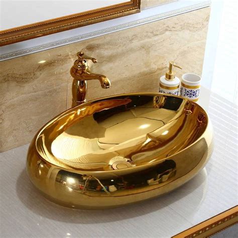 Europe Style Luxury Golden Bathroom Vanities Art Counter Top Ceramic