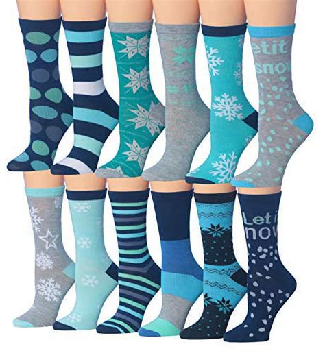 Colorfut Womens 12 Pairs Colorful Patterned Crew Socks Wc70 Ab