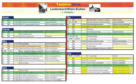 Terminkalender 2024 Lardenbach Klein Eichen Lardenbach In Hessen