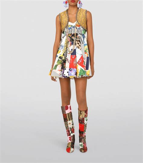 Womens Dolce And Gabbana Multi Patchwork Pattern Mini Dress Harrods Uk