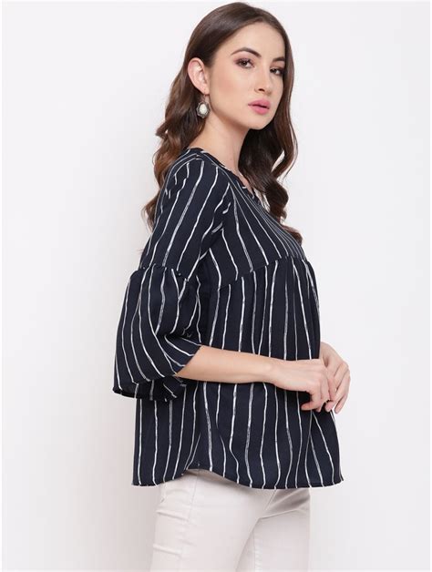 Mayra Women S Navy White Striped Top