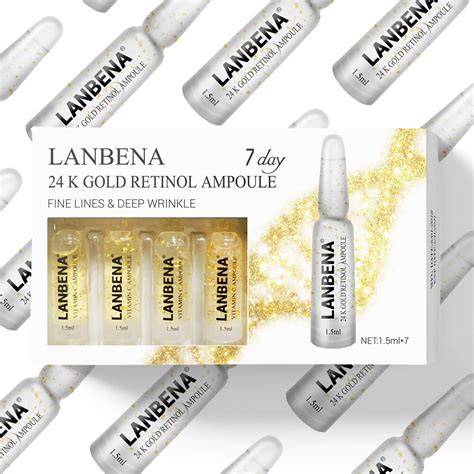 Lanbena 24k Gold Retinol Ampoule Serum Anti Aging Wrinkle Lifting Firming Remove Fine Lines