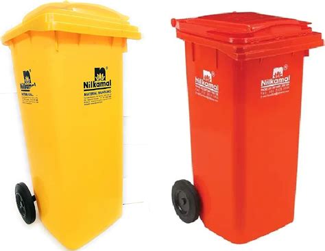 Nilkamal Plastic 120 Ltr Wheel Garbage Dustbin Pack Of 1 Yellow 1