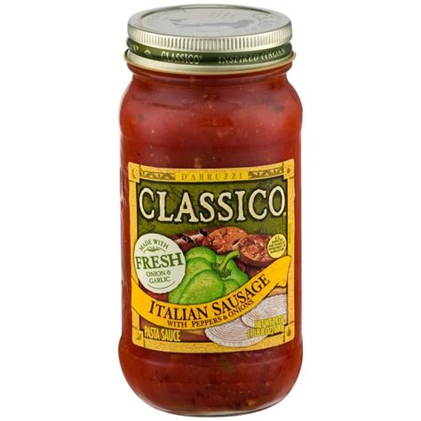 Classico Italian Sausage Pasta Sauce With Peppers And Onions 24 Oz Jar