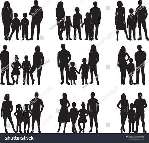 Set Silhouette Black Family Design Vector Stock Vector (Royalty Free ...