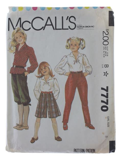 1980s Vintage Sewing Pattern 80s Mccalls Pattern No 7770 Womens