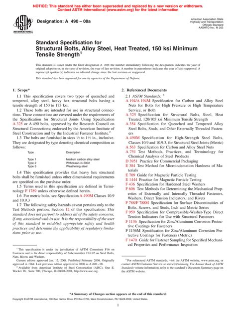 ASTM A490 08a Standard Specification For Structural Bolts Alloy