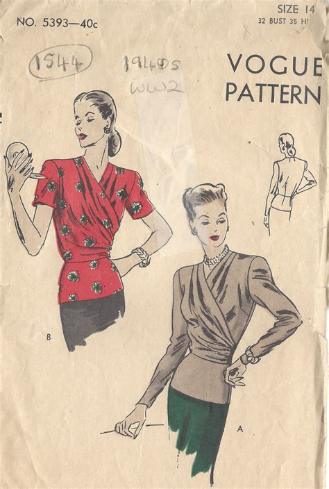 S Ww Vogue Vintage Vogue Sewing Pattern B Blouse The