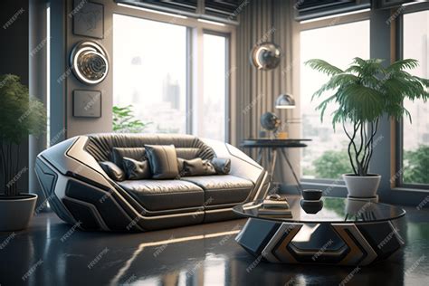 Premium AI Image | Futuristic living room with futuristic sofa and ...