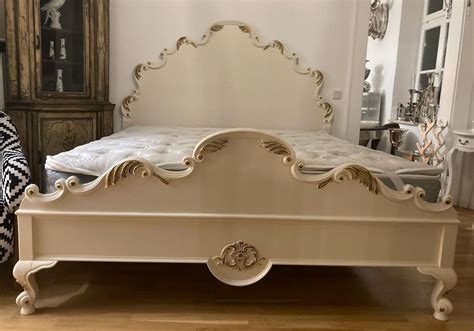 Casa Padrino Baroque Double Bed With Mattress Cream Gold