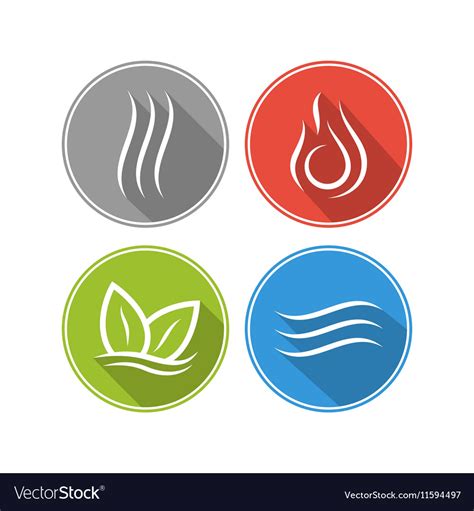 Four Elements Icons Royalty Free Vector Image Vectorstock