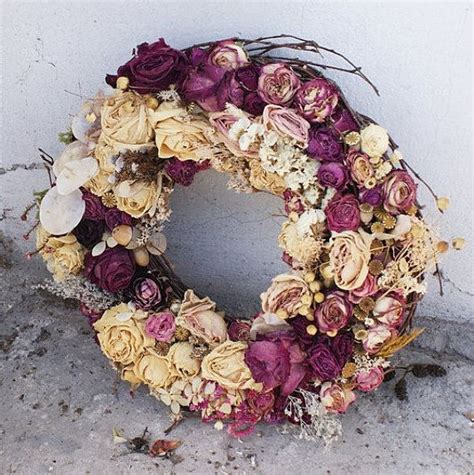 Autumn Decorations Dried Roses Wreath Dried Roses By Mamwene Dried