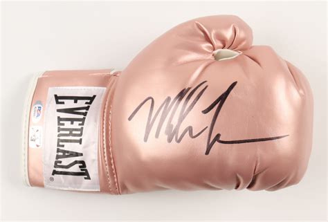 Mike Tyson Signed Everlast Rose Gold Boxing Glove Psa And Tyson