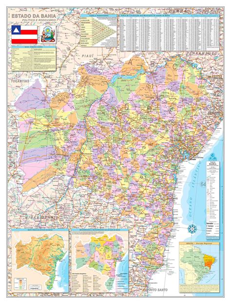 Mapa Estado Da Bahia - Mapa Do Estado Da Bahia Político E Rodoviário - Ref: 523 - 07 - Formato ...