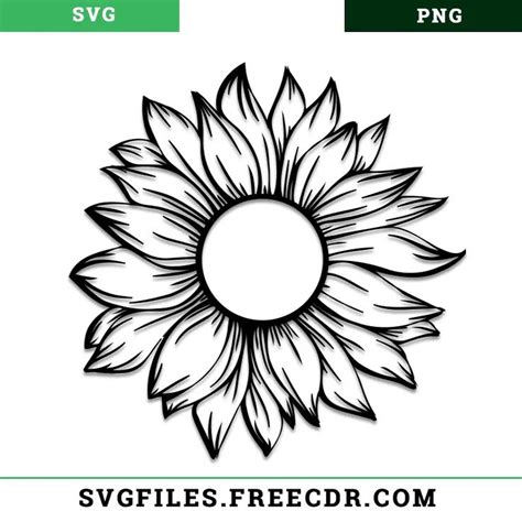 Sunflower Svg Black and White Free Download | Sunflower stencil ...