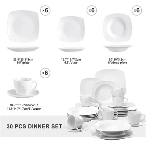 Malacasa Series Julia Piece Dinner Set Ivory White Porcelain