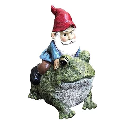 Charmante Statue De Gnome D Cor De Jardin Ext Rieur Sur Grenouille Avec