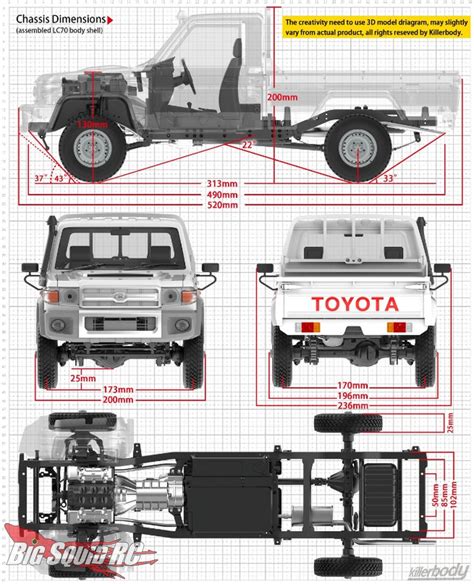 Killerbody 1 10 Mercury Chassis Kit For Toyota Land Cruiser 70 Hard Body Big Squid Rc Rc Car