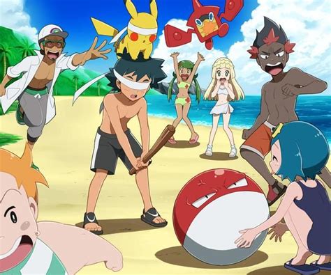 Fun At The Beach Pok Mon Sun And Moon Pok Mon Heroes Pokemon Sun