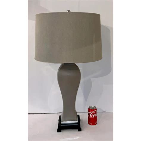 Modern Gray Ceramic Table Lamps Pair