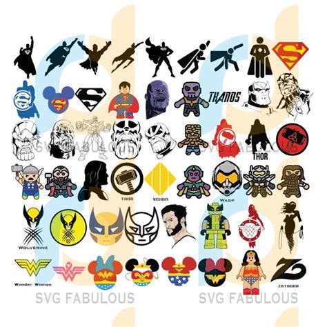 Superhero Svg Bundle Clipart Files Cricut DC Marvel Svg Black