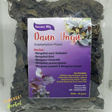 Jual Daun Ungu Kering 50 Gram Kencana Wilis Shopee Indonesia