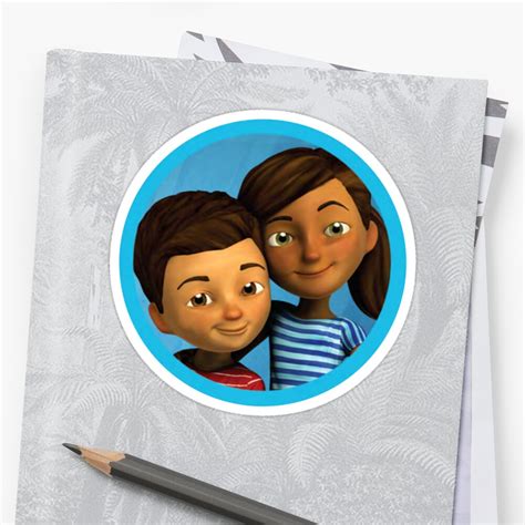 "Caleb and Sophia (round blue frame)" Stickers by JW Stuff | Redbubble