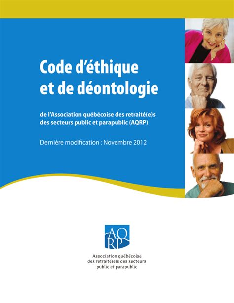 Code d éthique et de déontologie