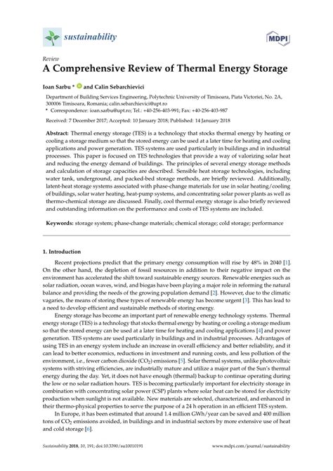 (PDF) A Comprehensive Review of Thermal Energy Storage