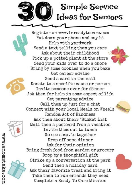 easy list  random acts  kindness raok  senior citizens