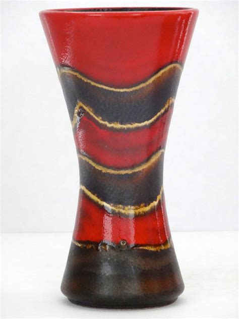 D Mler Breiden Mid Century Hot Orange And Brown West German Vase By