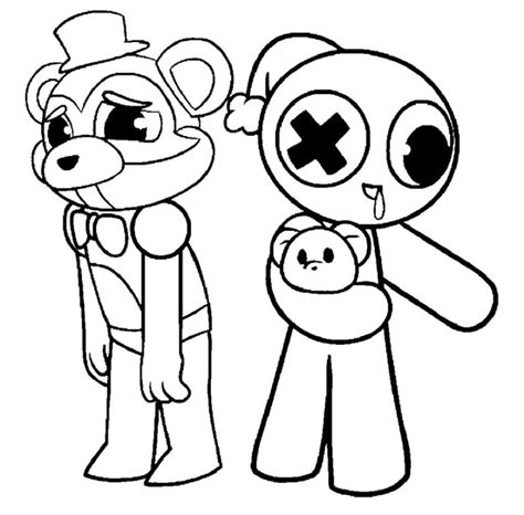 Dibujo para colorear FNAF v Rainbow Friends 6 páginas para colorear