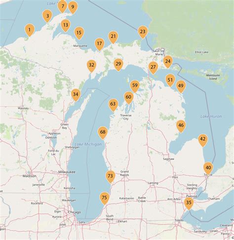 Map Of Lighthouses In Michigan Ricca Chloette