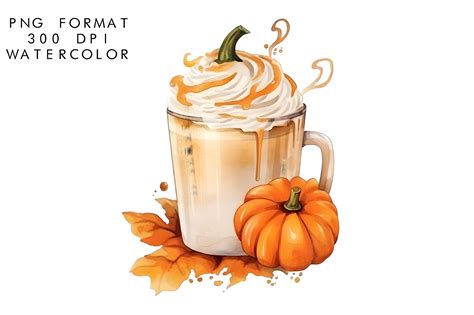 Watercolor Pumpkin Spice Latte Graphic by WatercolorByKr · Creative Fabrica