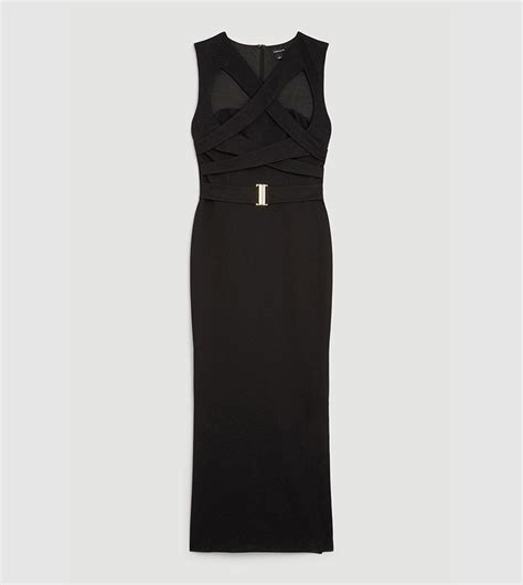 Buy Karen Millen Petite Ponte Cut Out Jersey Midi Dress In Black