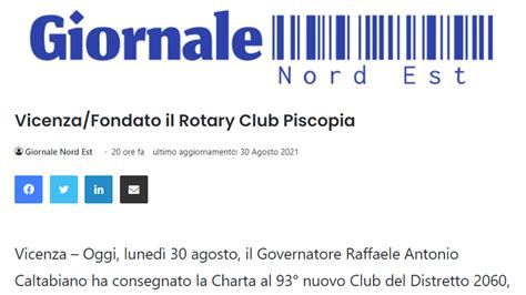 Vicenza Fondato Il Rotary Club Piscopia Rotary Club Passport D