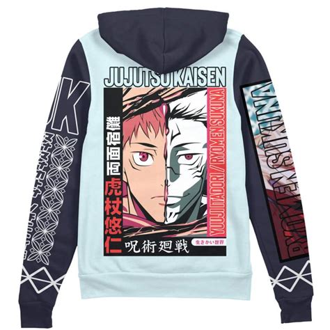 Itadori X Sukuna Jujutsu Kaisen Streetwear Zip Hoodie Jacket Otaku Treasure