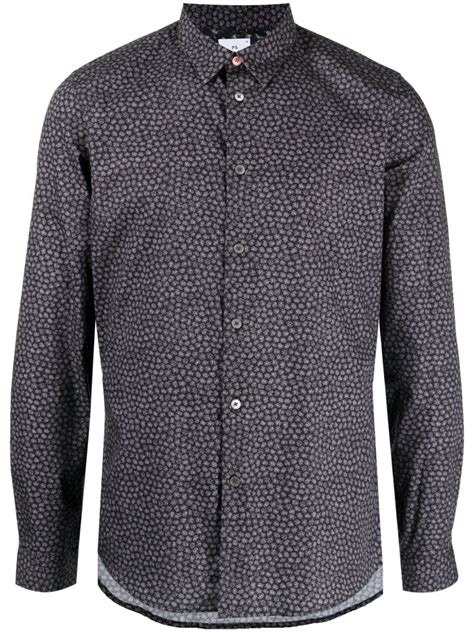 Ps Paul Smith Floral Print Cotton Shirt Farfetch