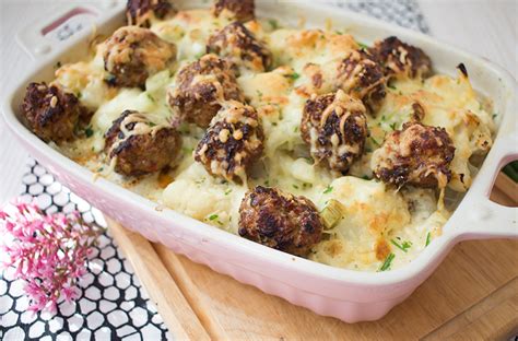 Low Carb Blumenkohl Gratin mit Hackbällchen Low Carb Köstlichkeiten