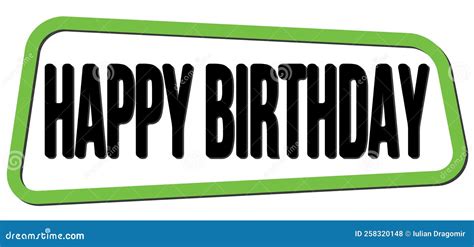 Happy Birthday Text On Green Black Trapeze Stamp Sign Stock